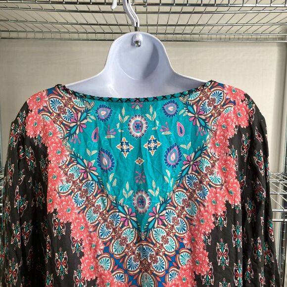 Tolani Collection Women's Flowy‎ Boho Multicolor Soft Indian Cotton Dress Size L - Picture 11 of 13